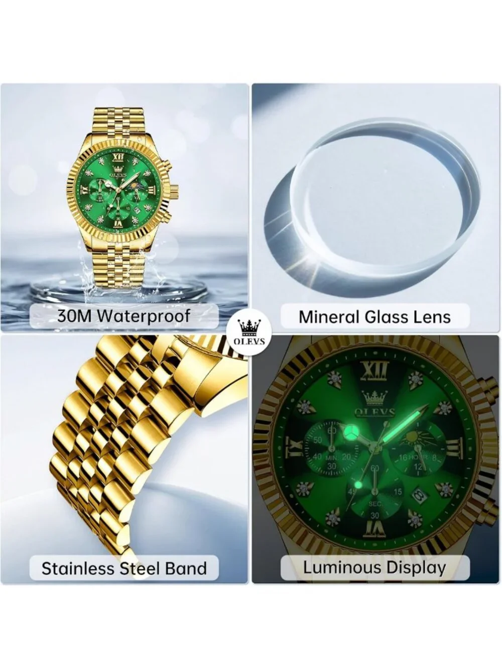 Luxury Stainless Steel Men's Watch | Waterproof Quartz Dress Watch with Big Face